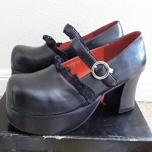 Hot Topic Goth Platform Black Maryjane with Lace, Size 9